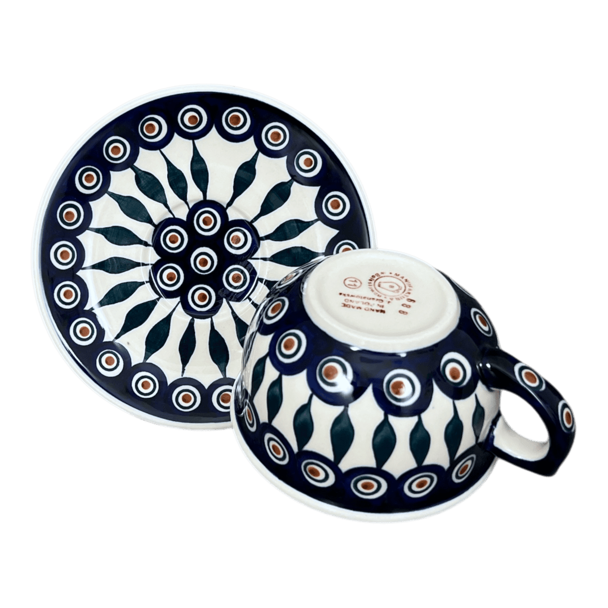 Cup & Saucer, 10 oz Canadian in "Peacock" by Manufaktura | F036T-54