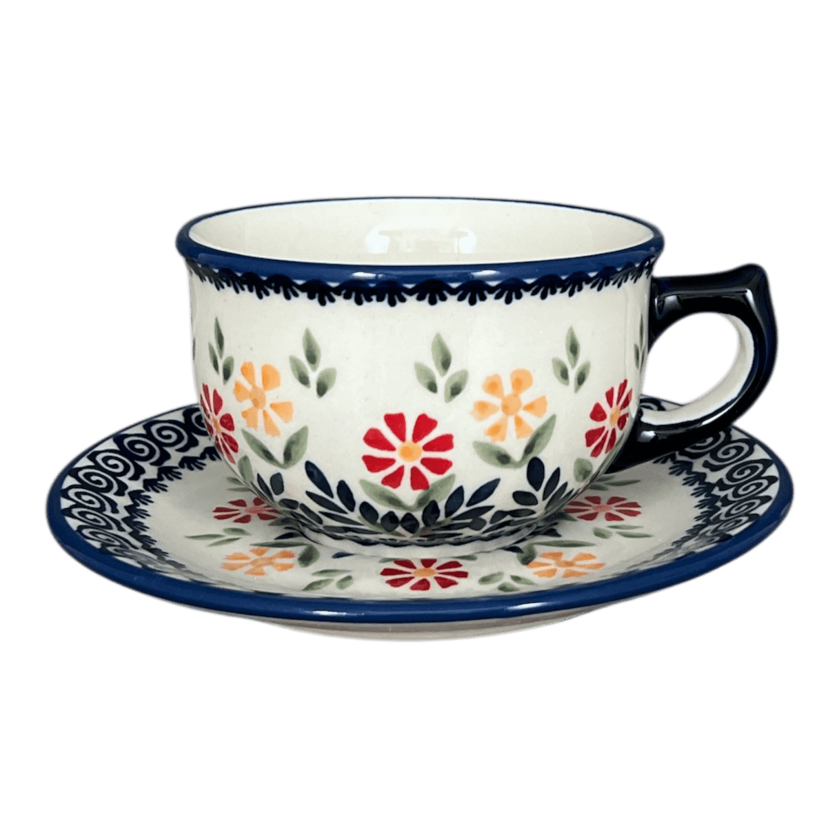 Cup & Saucer, 10 oz Canadian in "Flower Power" by Manufaktura | F036T-JS14