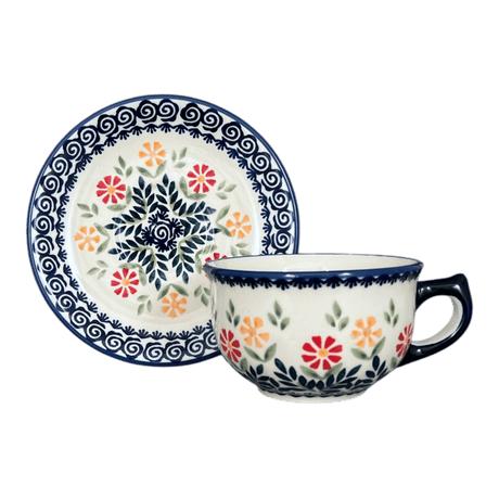 Cup & Saucer, 10 oz Canadian in "Flower Power" by Manufaktura | F036T-JS14