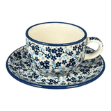 Cup & Saucer, 7 oz in "Scattered Blues" by Manufaktura | F043S-AS45