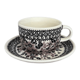 Cup & Saucer, 7 oz in "Duet in Black & Grey" by Manufaktura | F043S-DPSC