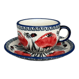 Cup & Saucer, 7 oz in "Poppy Paradise" by Manufaktura | F043S-PD01