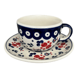 Cup & Saucer, 7 oz in "Berry Dot" by Manufaktura | F043T-BL04