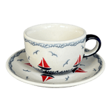 Cup & Saucer, 7 oz in "Smooth Seas" by Manufaktura | F043T-DPML