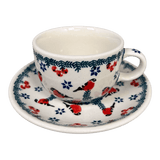 Cup & Saucer, 7 oz in "Red Bird" by Manufaktura | F043T-GILE