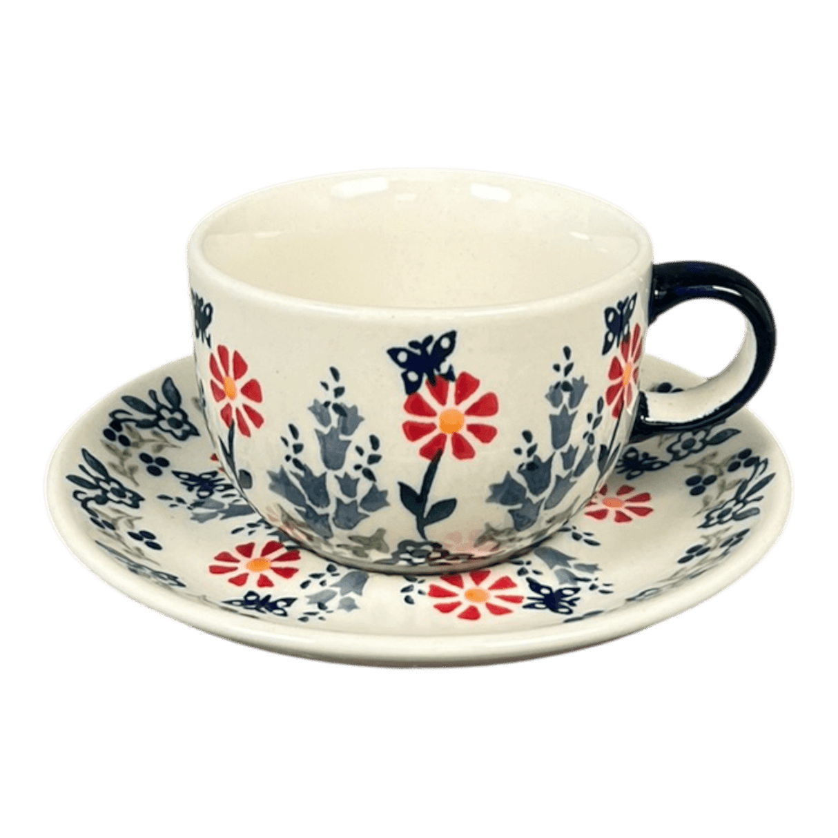 Cup & Saucer, 7 oz in "Butterfly Blossoms" by Manufaktura | F043T-MM02