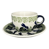 Cup & Saucer, 7 oz in "Bunny Love" by Manufaktura | F043T-P324