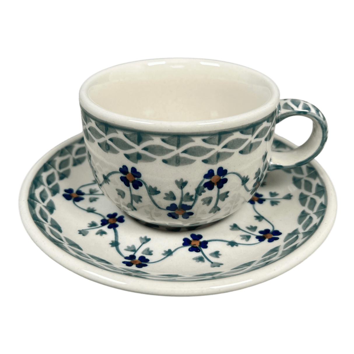 Cup & Saucer, 7 oz in "Woven Pansies" by Manufaktura | F043T-RV