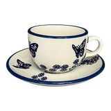 Cup & Saucer, 7 oz in "Blue Butterfly" by Manufaktura | F043U-AS58