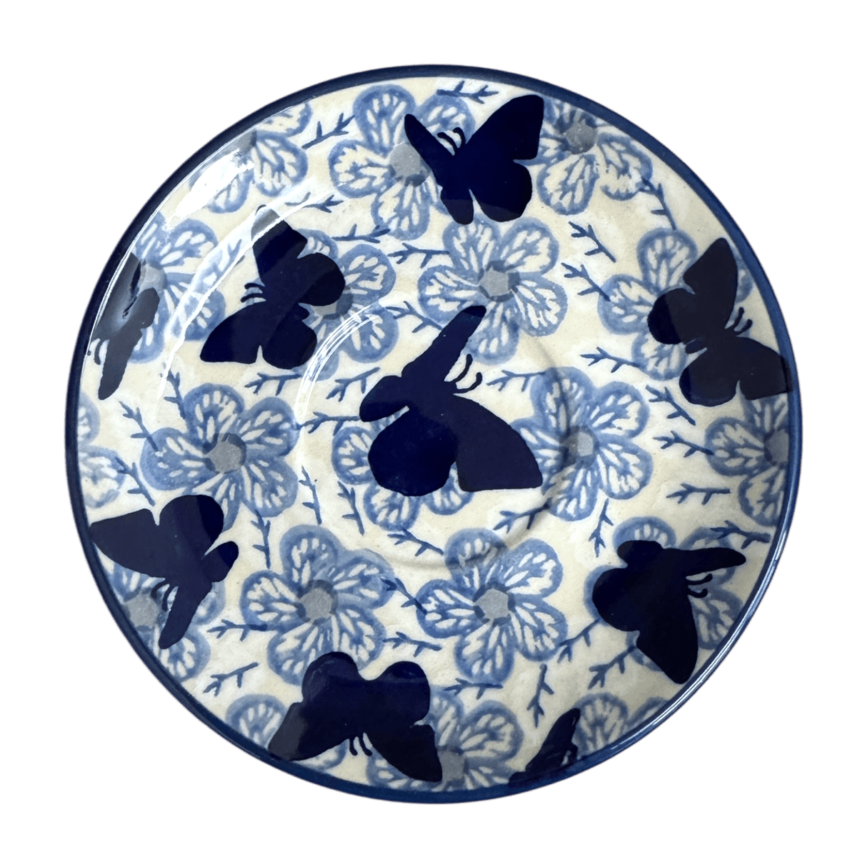 Cup & Saucer, 7 oz in "Blue Butterfly" by Manufaktura | F043U-AS58