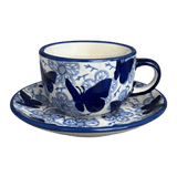 Cup & Saucer, 7 oz in "Blue Butterfly" by Manufaktura | F043U-AS58