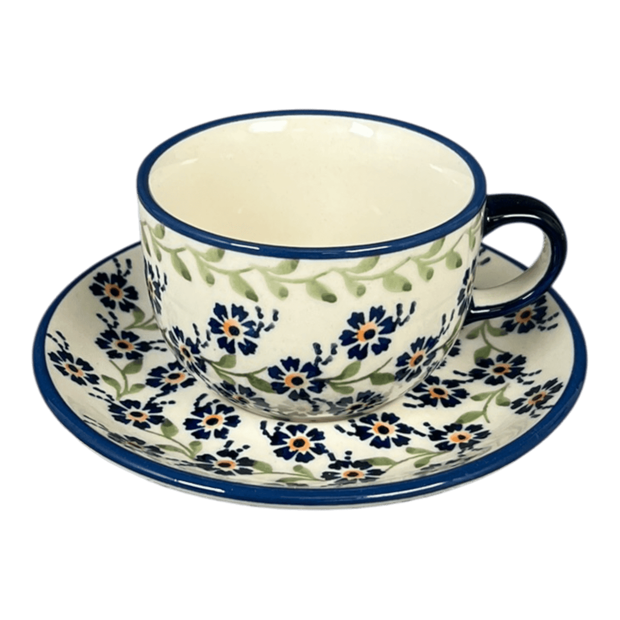 Cup & Saucer, 7 oz in "Blue Clematis" by Manufaktura | F043U-VB03