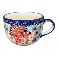 A picture of a Polish Pottery Latte Cup (Brilliant Garden) | F044S-DPLW as shown at PolishPotteryOutlet.com/products/large-latte-soup-cups-brilliant-garden-f044s-dplw