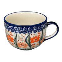 A picture of a Polish Pottery Latte Cup (Sun-Kissed Garden) | F044S-GM15 as shown at PolishPotteryOutlet.com/products/large-latte-soup-cups-sun-kissed-garden-f044s-gm15