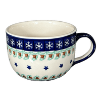 A picture of a Polish Pottery Latte Cup (Starry Wreath) | F044T-PZG as shown at PolishPotteryOutlet.com/products/large-latte-soup-cups-starry-wreath-f044t-pzg