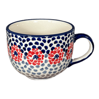 A picture of a Polish Pottery Latte Cup (Falling Petals) | F044U-AS72 as shown at PolishPotteryOutlet.com/products/large-latte-soup-cups-falling-petals-f044u-as72
