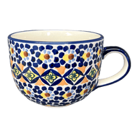 A picture of a Polish Pottery Latte Cup (Kaleidoscope) | F044U-ASR as shown at PolishPotteryOutlet.com/products/large-latte-soup-cups-kaleidoscope-f044u-asr