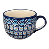 Polish Pottery Large Latte/Soup Cups (Blue Diamond) | F044U-DHR at PolishPotteryOutlet.com