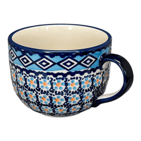 Polish Pottery Large Latte/Soup Cups (Blue Diamond) | F044U-DHR Additional Image at PolishPotteryOutlet.com