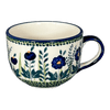 Polish Pottery Latte Cup (Bouncing Blue Blossoms) | F044U-IM03 at PolishPotteryOutlet.com