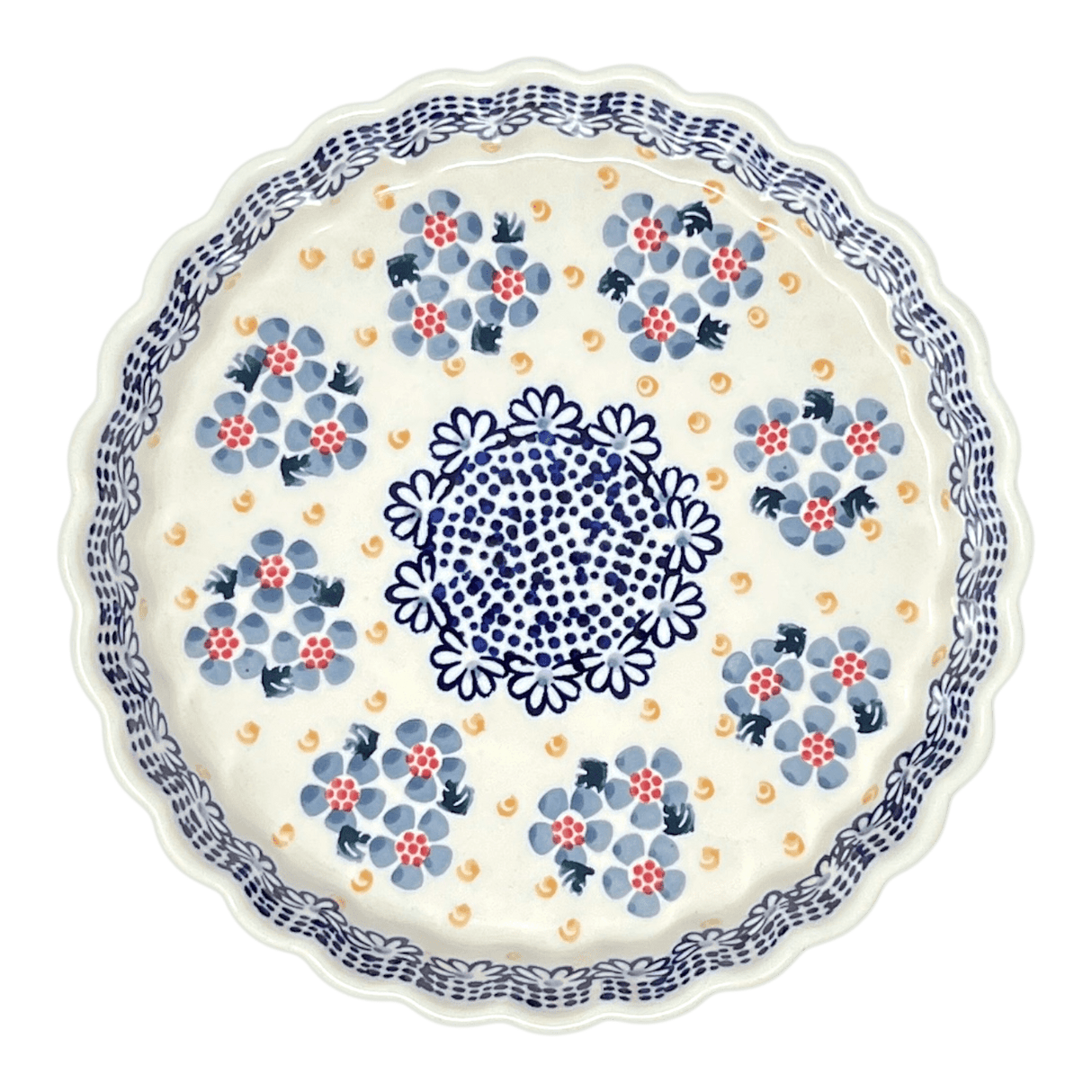 Quiche Dish, Medium 9" in "Periwinkles & Pinwheels" by Manufaktura | F048T-AS42