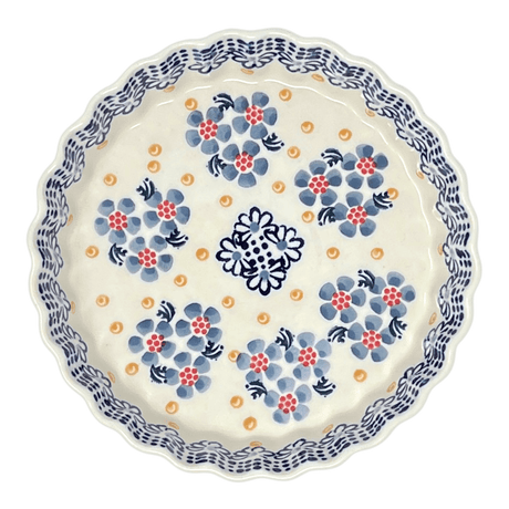 Quiche Dish, Round, 7.5" Small in "Periwinkles & Pinwheels" by Manufaktura | F055T-AS42