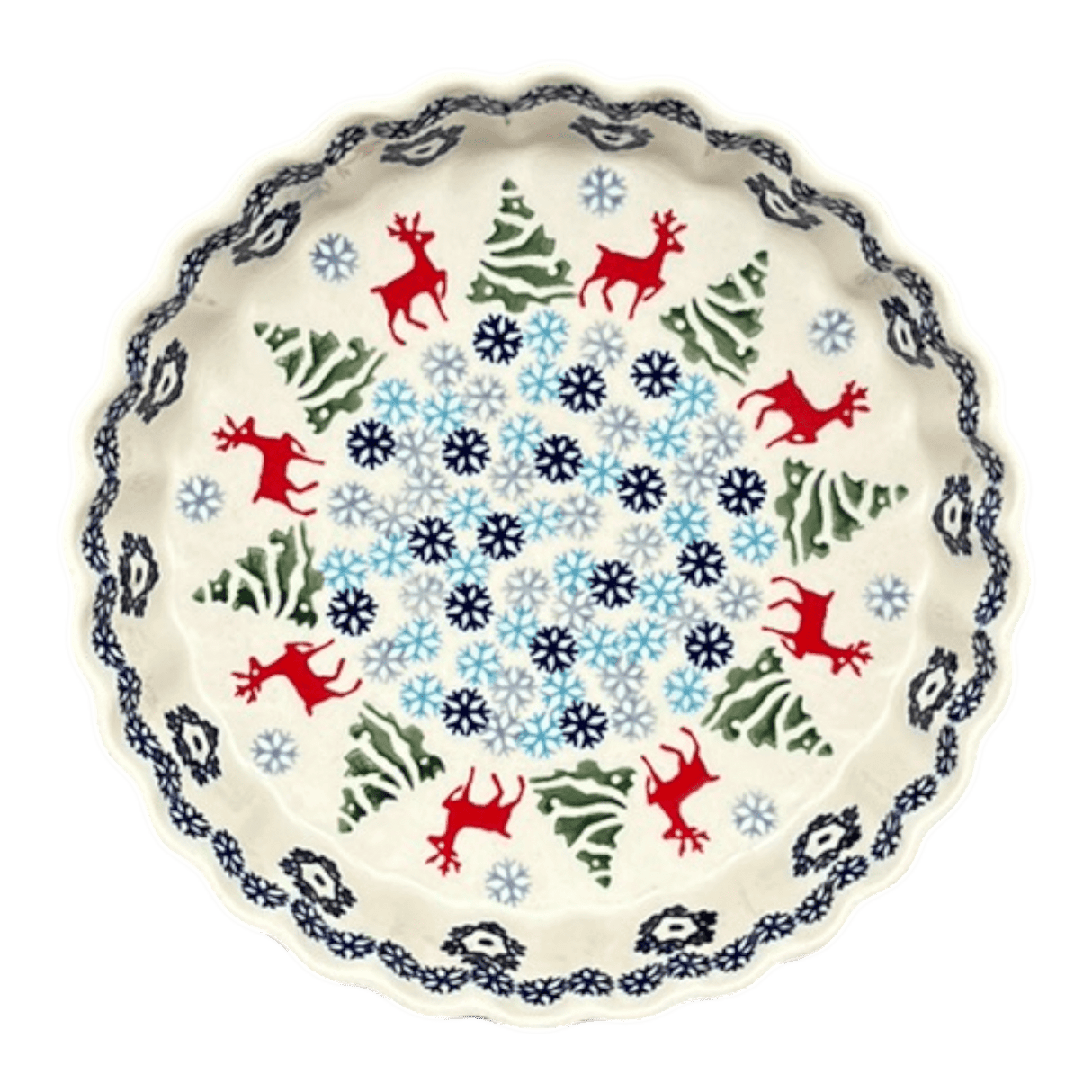 Quiche Dish, Round, 7.5" Small in "Reindeer Games" by Manufaktura | F055T-BL07