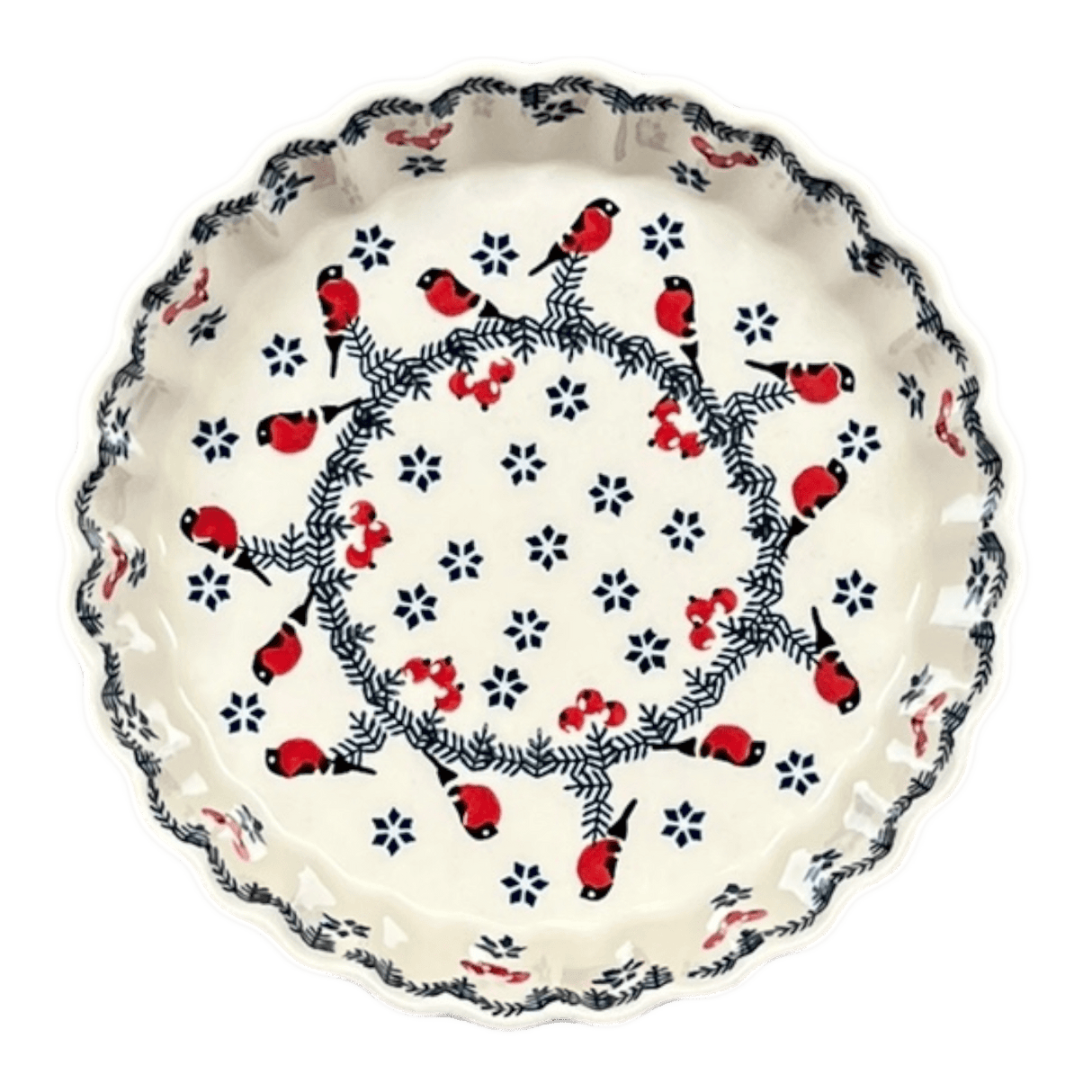 Quiche Dish, Round, 7.5" Small in "Red Bird" by Manufaktura | F055T-GILE