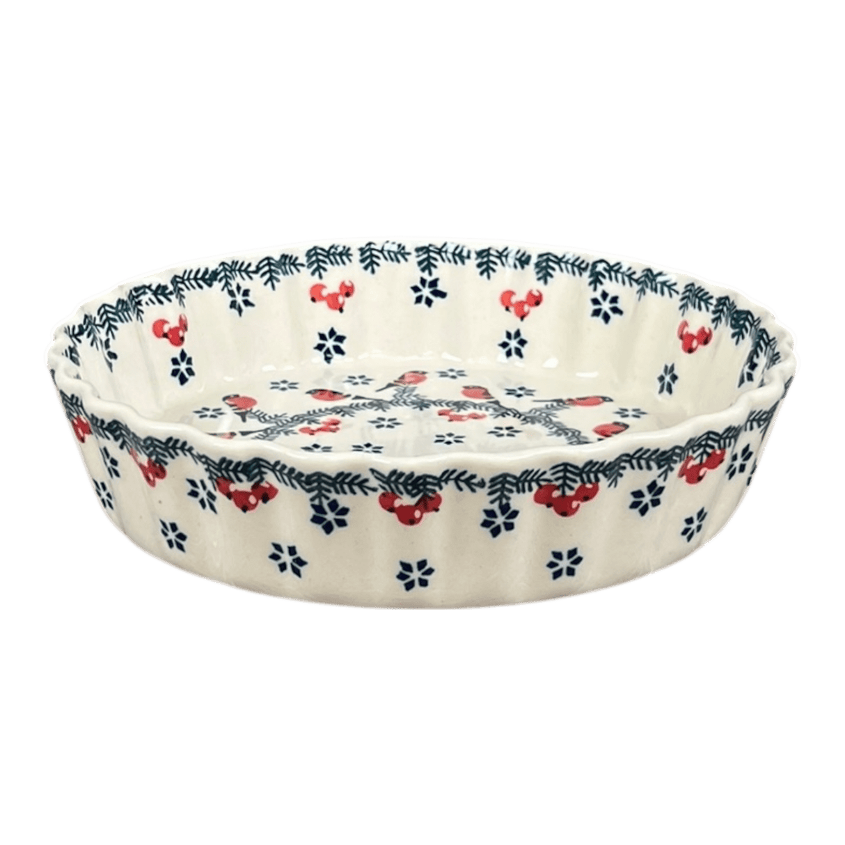 Quiche Dish, Round, 7.5" Small in "Red Bird" by Manufaktura | F055T-GILE
