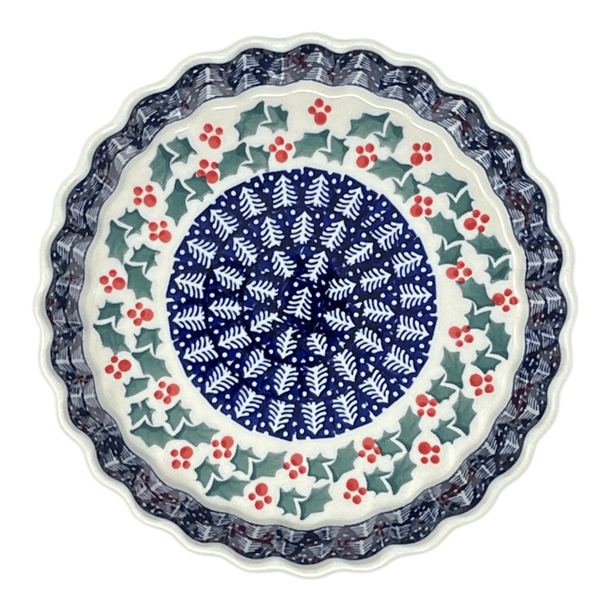 Quiche Dish, Round, 7.5" Small in "Holiday Cheer" by Manufaktura | F055T-NOS2