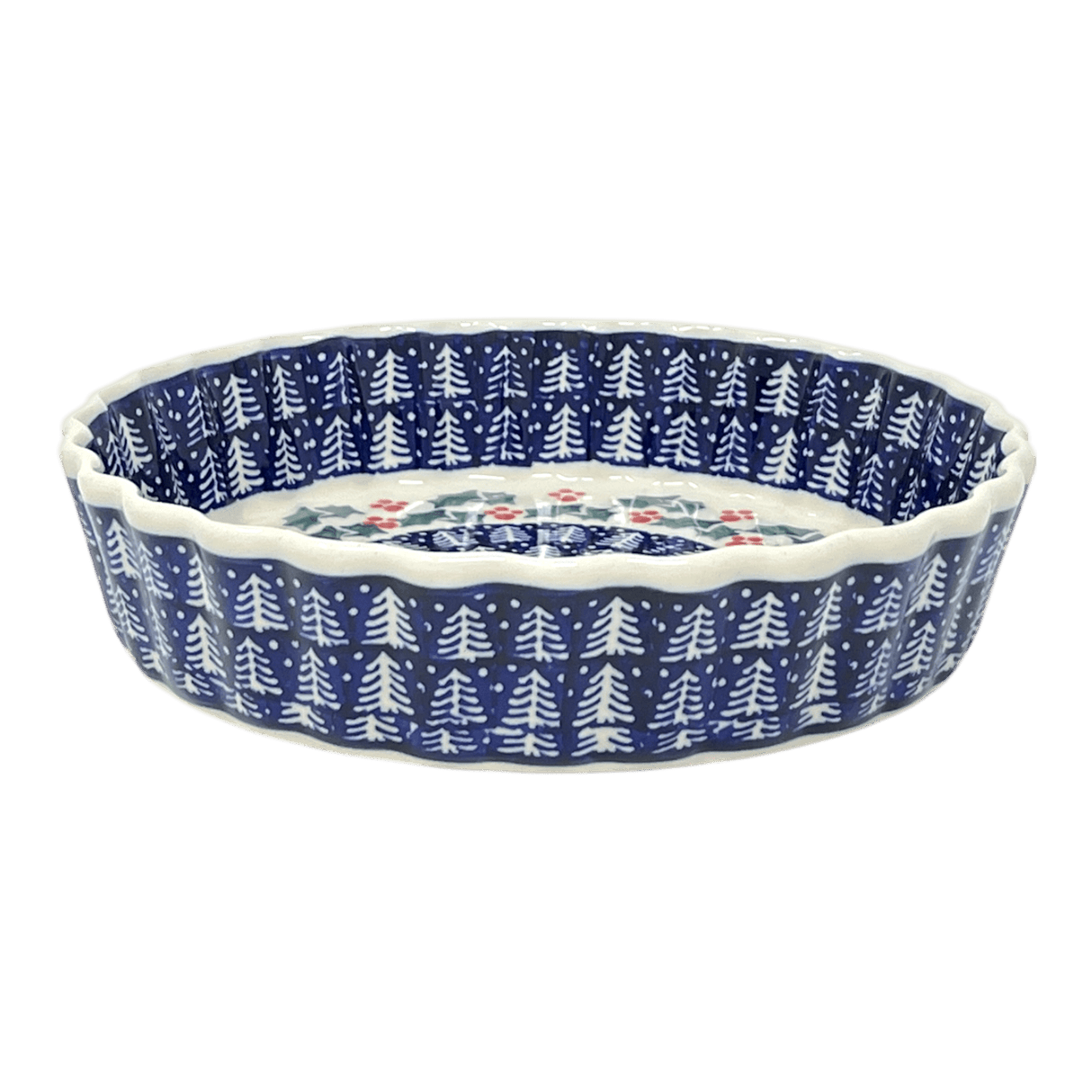 Quiche Dish, Round, 7.5" Small in "Holiday Cheer" by Manufaktura | F055T-NOS2