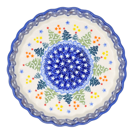 Quiche Dish, Round, 7.5" Small in "Festive Forest" by Manufaktura | F055U-INS6