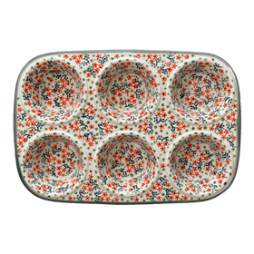 Polish Pottery Muffin Pan (Peach Blossoms) | F093S-AS46 Additional Image at PolishPotteryOutlet.com