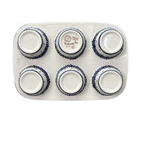 A picture of a Polish Pottery Muffin Pan (Brilliant Garden) | F093S-DPLW as shown at PolishPotteryOutlet.com/products/muffin-pan-brilliant-garden-f093s-dplw