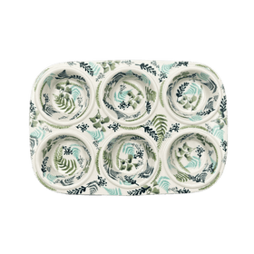 Polish Pottery Muffin Pan (Scattered Ferns) | F093S-GZ39 Additional Image at PolishPotteryOutlet.com