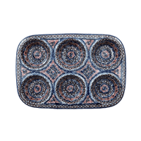 A picture of a Polish Pottery Muffin Pan (Sweet Symphony) | F093S-IZ15 as shown at PolishPotteryOutlet.com/products/12-5-x-8-5-muffin-pan-sweet-symphony-f093s-iz15