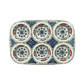 Polish Pottery Muffin Pan (Floral Fans) | F093S-P314 Additional Image at PolishPotteryOutlet.com