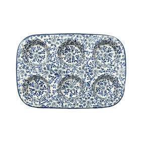 Polish Pottery Muffin Pan (English Blue) | F093U-AS53 Additional Image at PolishPotteryOutlet.com
