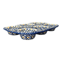 A picture of a Polish Pottery Muffin Pan (Kaleidoscope) | F093U-ASR as shown at PolishPotteryOutlet.com/products/muffin-pan-kaleidoscope-f093u-asr