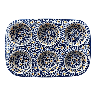 Polish Pottery Muffin Pan 11 inch Wild Blueberry Pattern by Ceramika Artystyczna