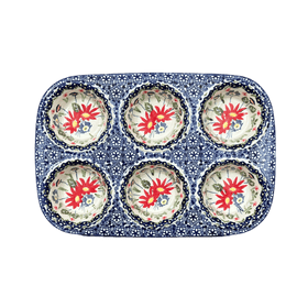 Polish Pottery Muffin Pan (Floral Fantasy) | F093S-P260 Additional Image at PolishPotteryOutlet.com
