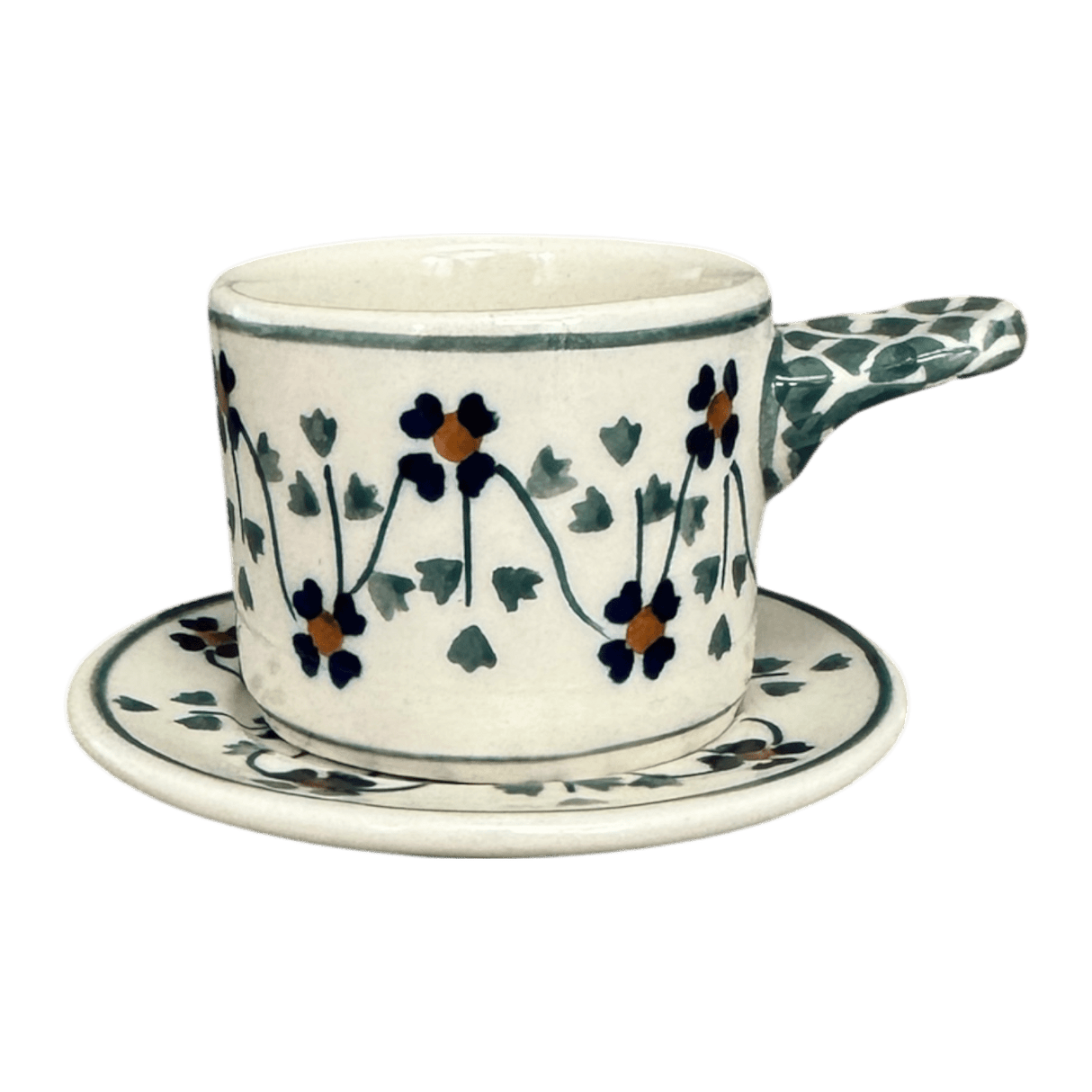 Espresso Cup with Saucer, 2 oz in "Woven Pansies" by Manufaktura | F113T-RV