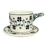 Espresso Cup with Saucer, 2 oz in "Woven Pansies" by Manufaktura | F113T-RV