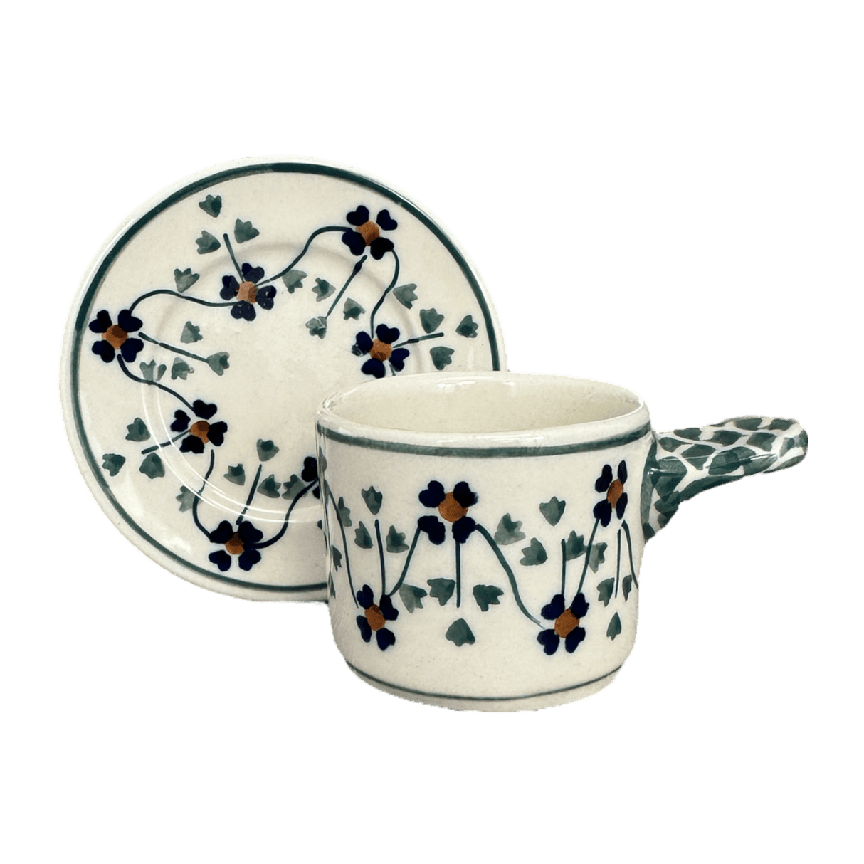 Espresso Cup with Saucer, 2 oz in "Woven Pansies" by Manufaktura | F113T-RV