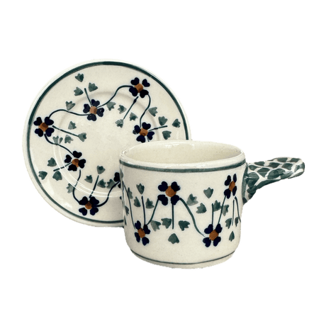 Espresso Cup with Saucer, 2 oz in "Woven Pansies" by Manufaktura | F113T-RV