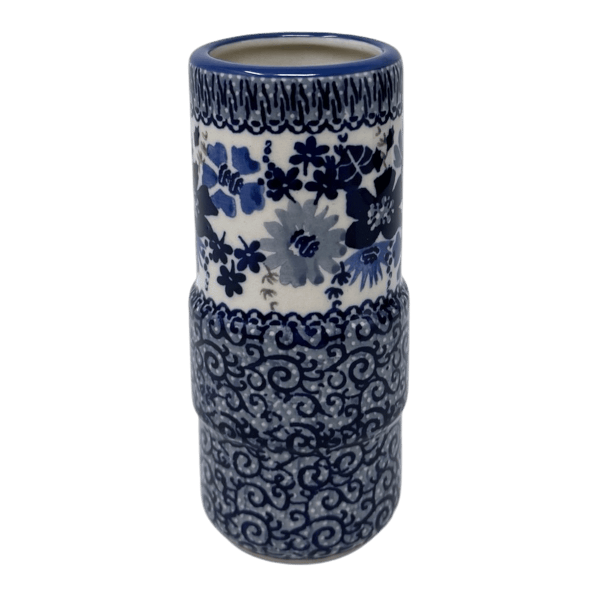 Vase, Slim, 5.5" in "Blue Life" by Manufaktura | F141S-EO39