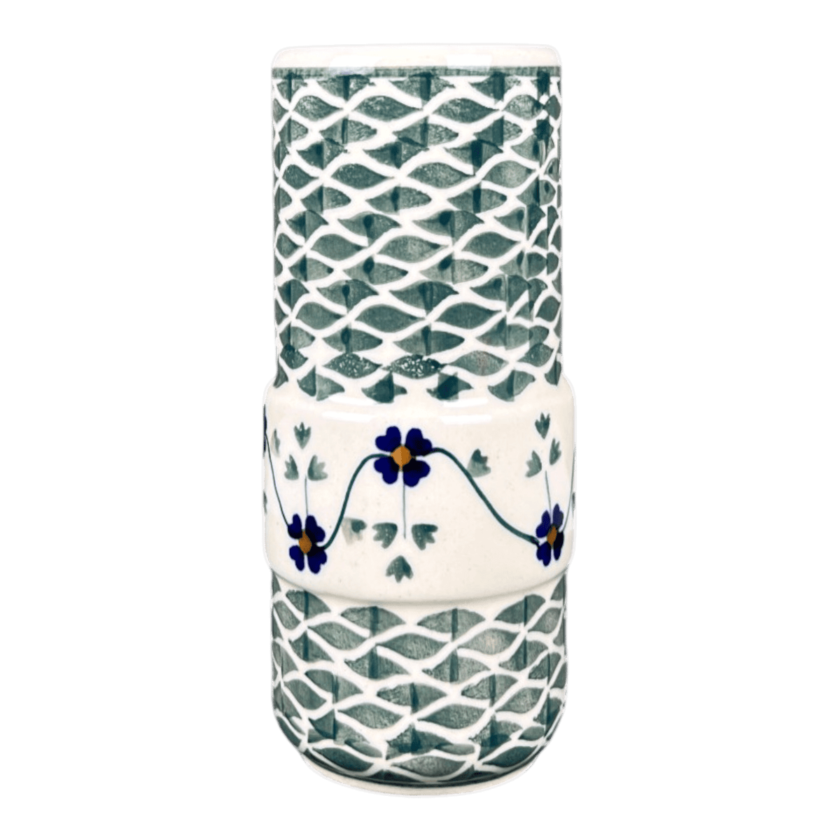 Vase, Slim, 5.5" in "Woven Pansies" by Manufaktura | F141T-RV