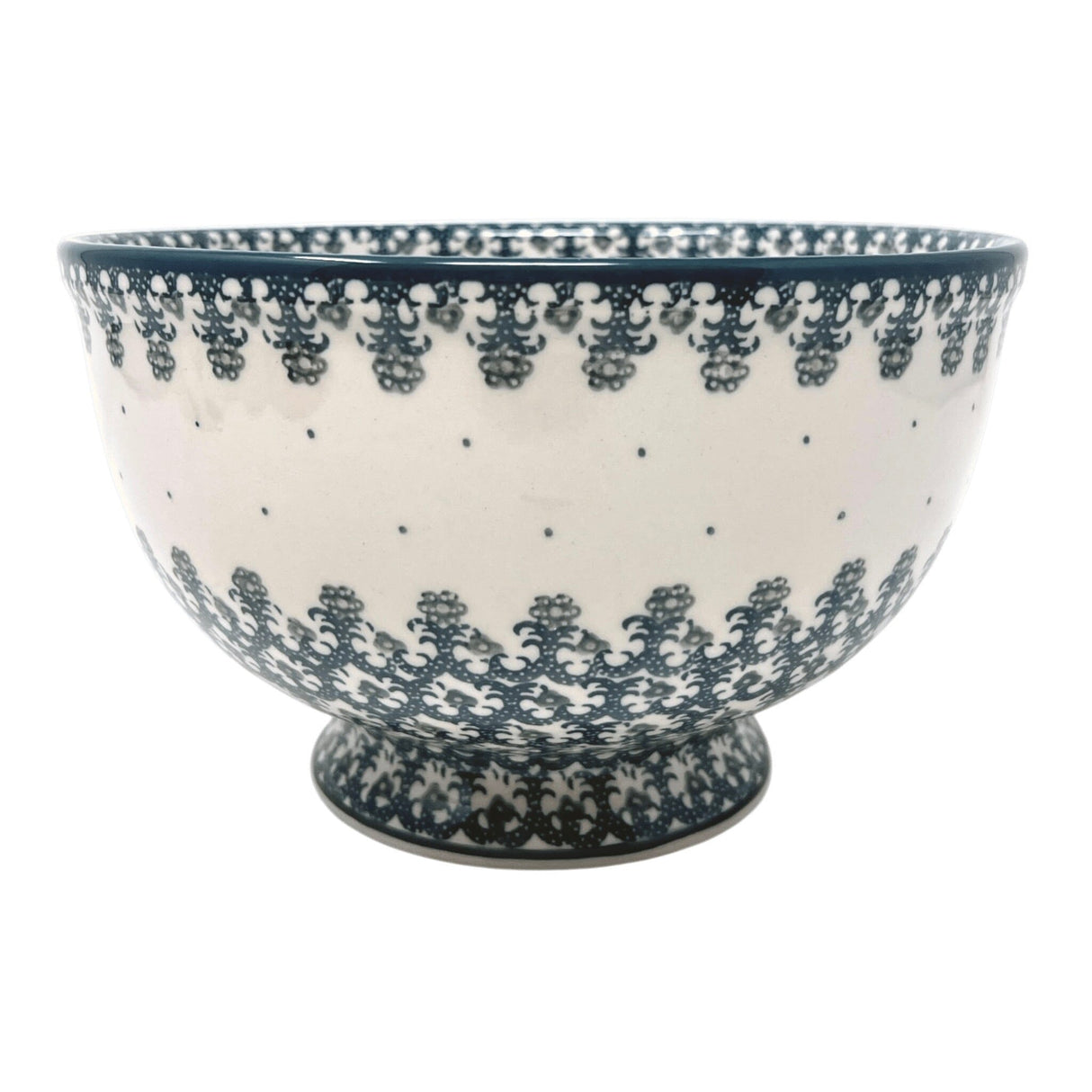 Bowl, Round, Deep, Pedestal, 8.75" in "Green Lace" by Ceramika Artystyczna | AA14-1149Q
