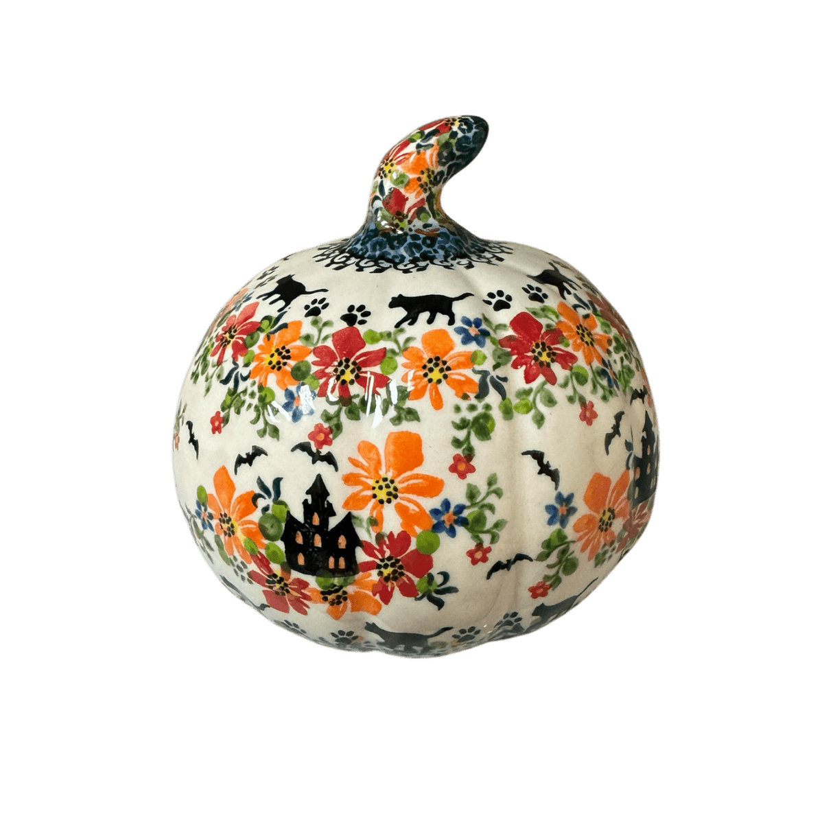 Decorative Pumpkin, 5.75" in "Black Cat Crossing" by Galia | GAD37-AH2