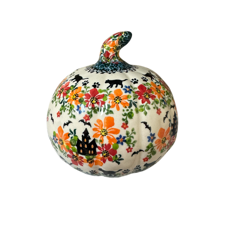 Decorative Pumpkin, 5.75" in "Black Cat Crossing" by Galia | GAD37-AH2